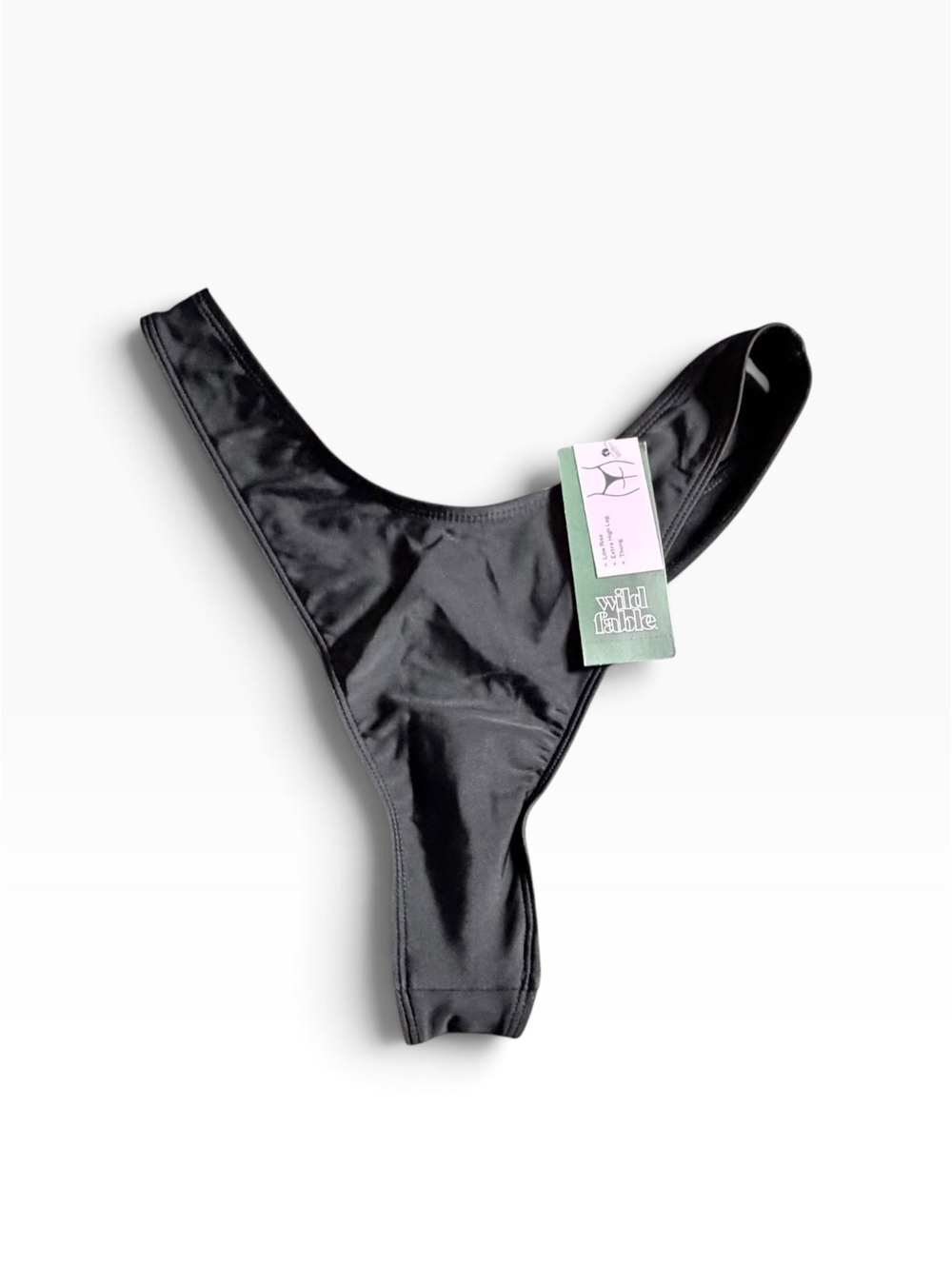 WILD FABLE black high rise extra high leg thong bikini bottom size S NWT